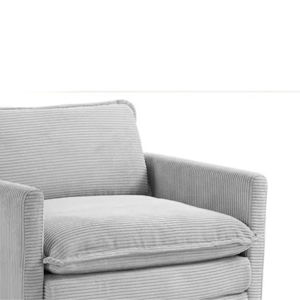 Light grey corduroy loveseat sofa with modern design, spacious two-person seating, and soft, durable upholstery for living rooms, bedrooms, and home offices.
