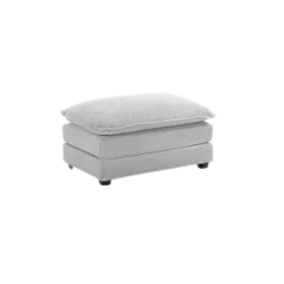 Light grey modular 4-seat sectional sofa with two matching ottomans, upholstered in soft corduroy fabric with high-resilience cushions and a durable wood and metal frame.