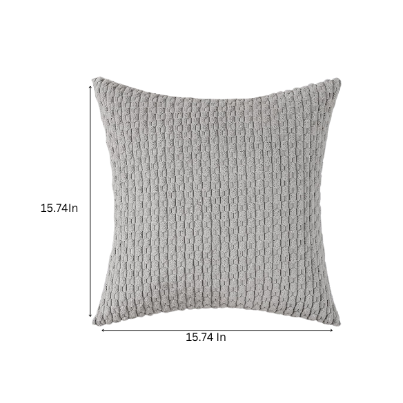 Light Grey Striped Corduroy Throw Pillow Cover – Modern & Boho Style, 100% Polyester, Zipper Closure, Machine Washable, Available in Multiple Sizes.