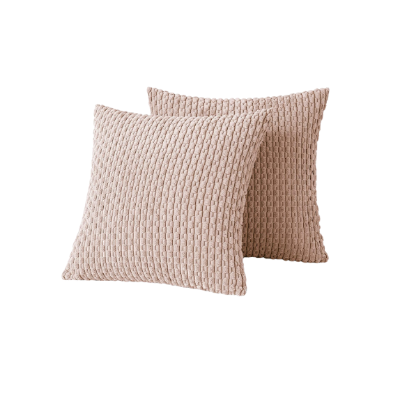 Light Pink Striped Corduroy Throw Pillow Cover – Modern Boho Style, Zipper Closure, Machine Washable, Soft Polyester Material, Available in Multiple Sizes