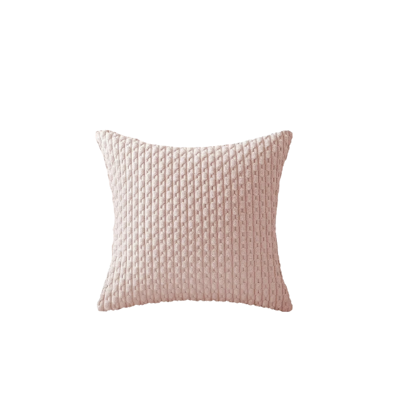 Light Pink Striped Corduroy Throw Pillow Cover – Modern Boho Style, Zipper Closure, Machine Washable, Soft Polyester Material, Available in Multiple Sizes