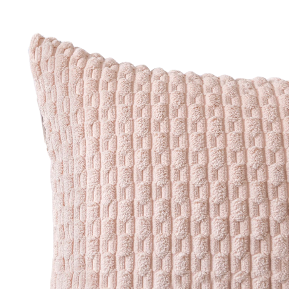 Light Pink Striped Corduroy Throw Pillow Cover – Modern Boho Style, Zipper Closure, Machine Washable, Soft Polyester Material, Available in Multiple Sizes