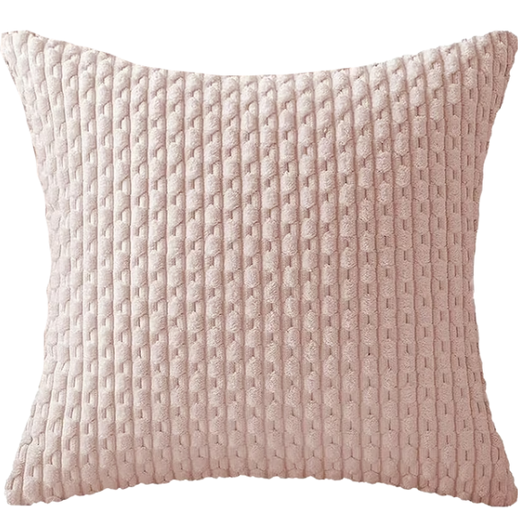 Light Pink Striped Corduroy Throw Pillow Cover – Modern Boho Style, Zipper Closure, Machine Washable, Soft Polyester Material, Available in Multiple Sizes