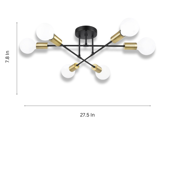 Minimalist black pendant light with gold accents, AC powered, ceiling mount.