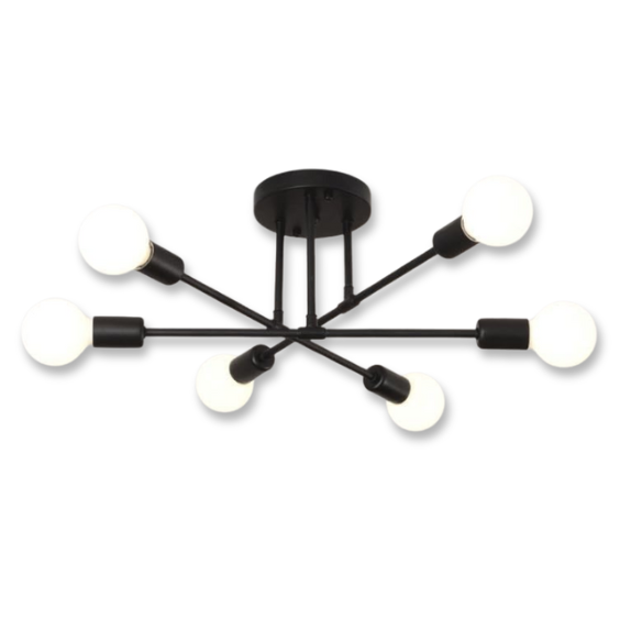 Minimalist black pendant light with gold accents, AC powered, ceiling mount.