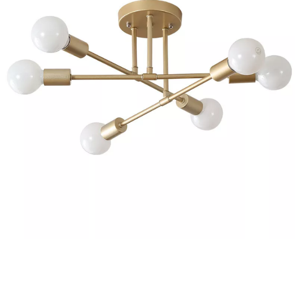 Minimalist gold pendant light fixture for living room and bedroom, AC powered, ceiling mount, paper material.
