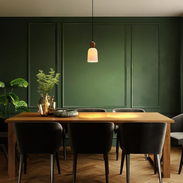 Modern adjustable black pendant light with white ceramic shade, ideal for dining room and kitchen island.