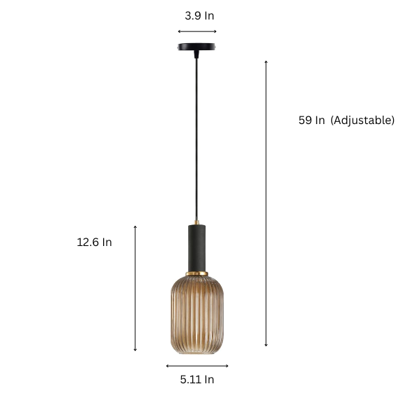Modern amber glass pendant light with frosted shade and brass finish for contemporary decor.