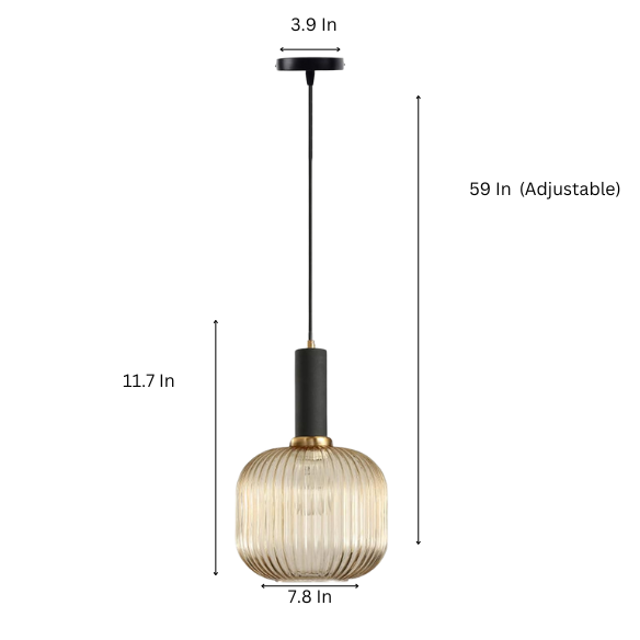Modern amber glass pendant light with gold finish, perfect for contemporary interiors.