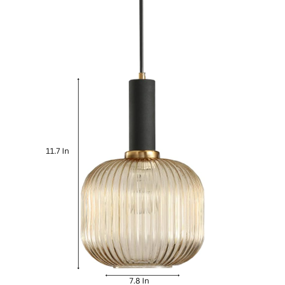 Modern amber glass pendant light with gold finish, perfect for contemporary interiors.