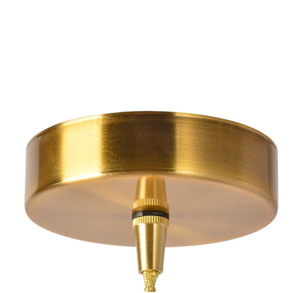 Brass modern pendant light with clear glass diamond shade for dining and living rooms.