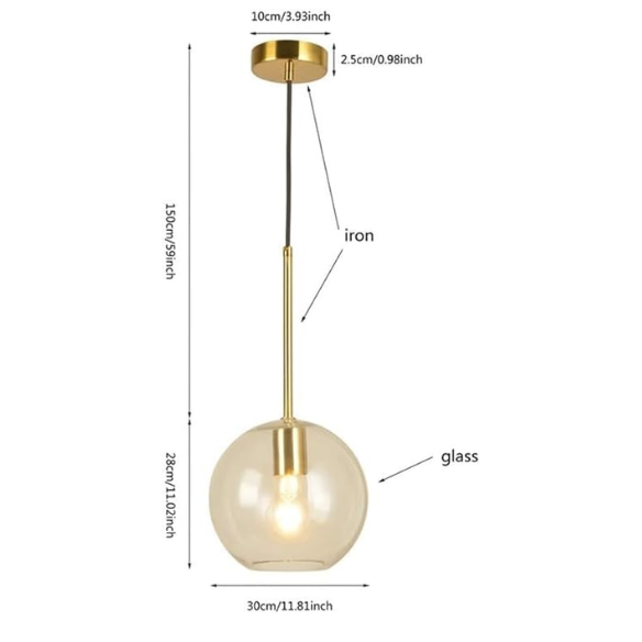 Brass modern pendant light with clear glass diamond shade for dining and living rooms