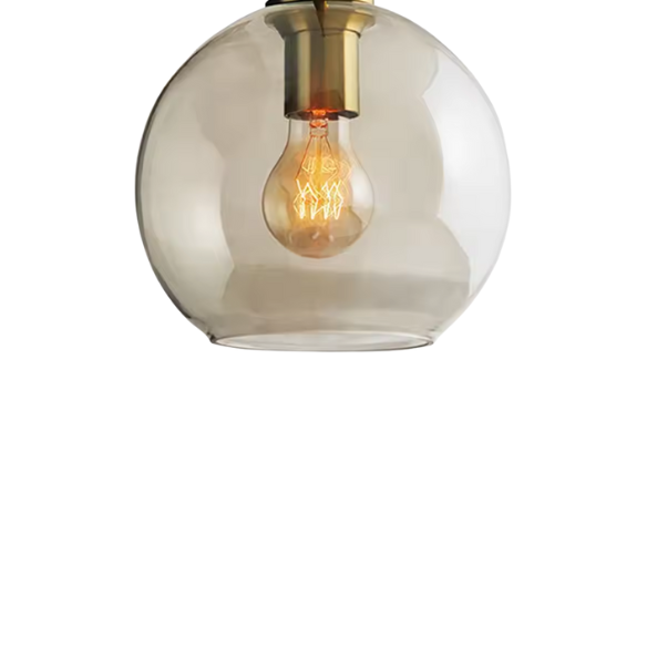 Brass modern pendant light with clear glass diamond shade for dining and living rooms.