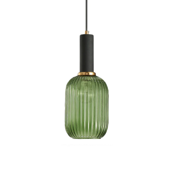 Modern green glass pendant light with frosted smoke green shade and brass finish for contemporary decor.