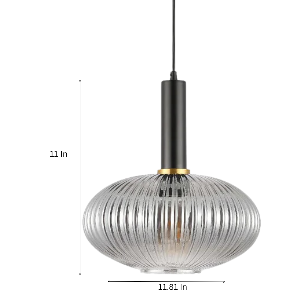 Modern grey glass pendant light with black and gold finishes – adjustable height chandelier for dining room, kitchen, and living room.