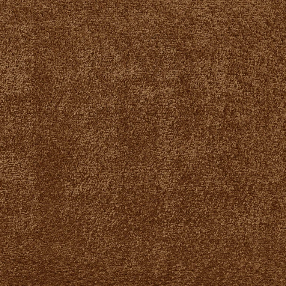 Modern rust brown upholstered sofa with deep seating and chrome-finished legs, featuring 4 matching accent pillows for a warm, stylish living room.