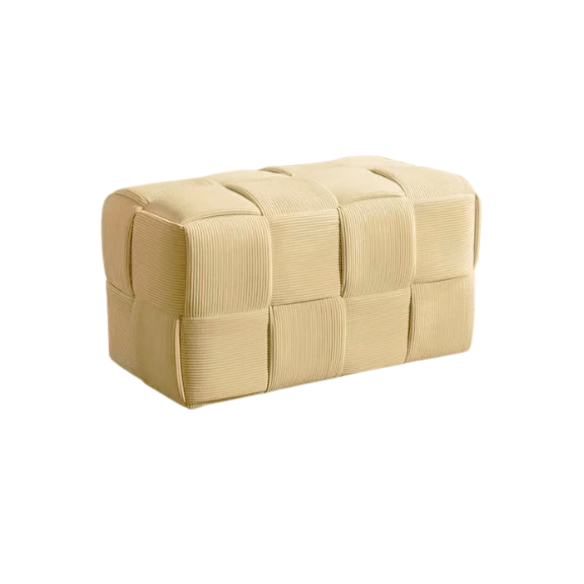 Mustard yellow velvet ottoman modern design cube footrest with wood frame