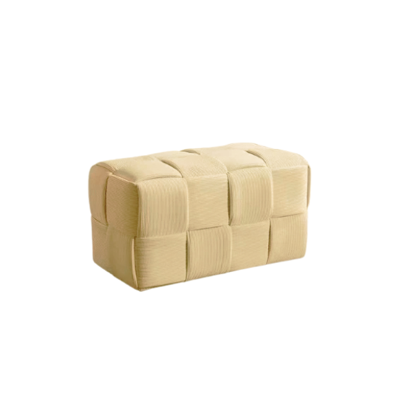 Mustard yellow velvet ottoman modern design cube footrest with wood frame