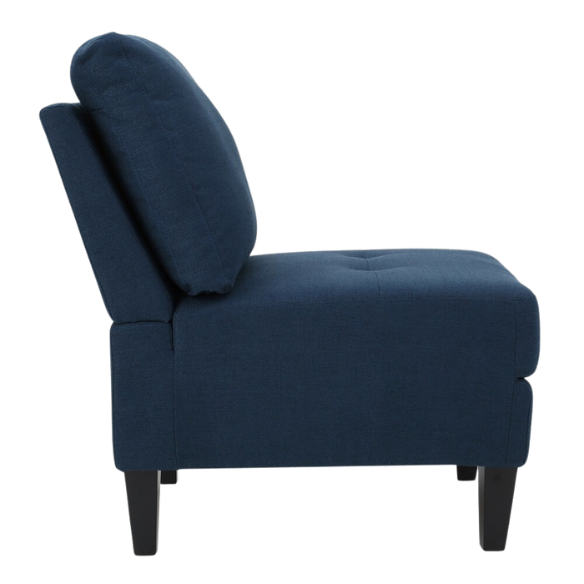 Modern navy blue 5-piece modular sectional sofa set with ottoman and birch wood legs