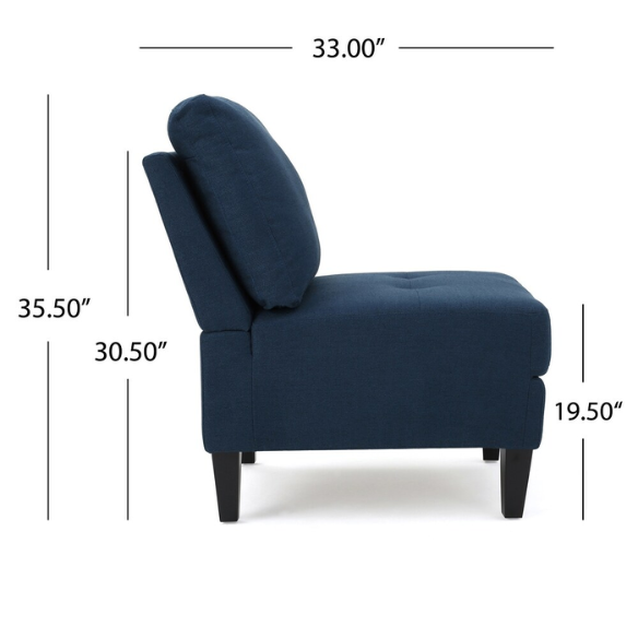 Modern navy blue 5-piece modular sectional sofa set with ottoman and birch wood legs