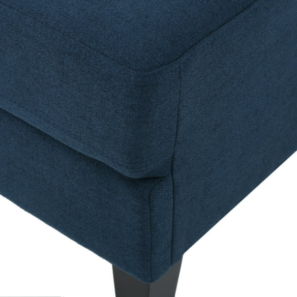 Modern navy blue 5-piece modular sectional sofa set with ottoman and birch wood legs