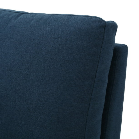 Modern navy blue 5-piece modular sectional sofa set with ottoman and birch wood legs