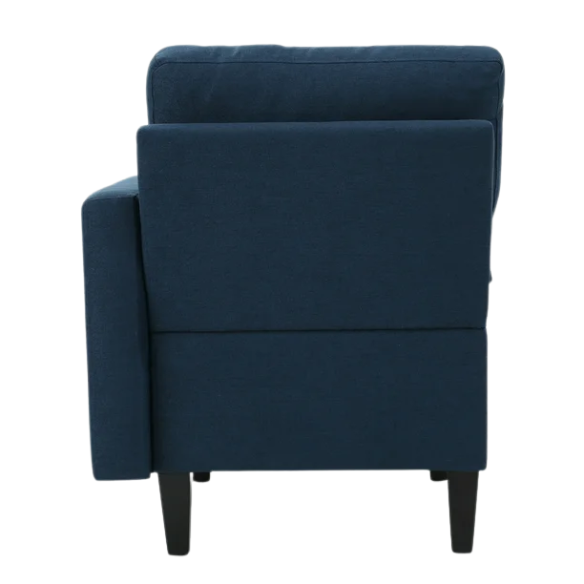 Modern navy blue 5-piece modular sectional sofa set with ottoman and birch wood legs