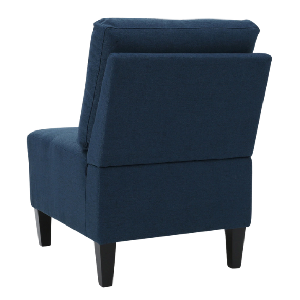 Modern navy blue 5-piece modular sectional sofa set with ottoman and birch wood legs
