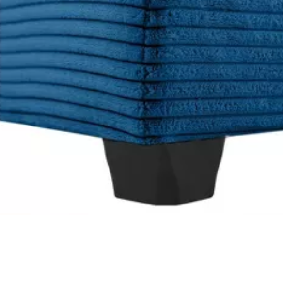 Navy blue corduroy accent chair with matching ottoman, featuring plush upholstery, modern design, and high-resilience foam for comfort and support.