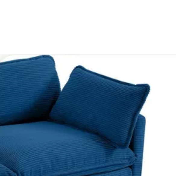 Navy blue 4-seat modular sectional sofa with two matching ottomans, upholstered in plush corduroy with durable wood and metal frame and high-density sponge cushions.