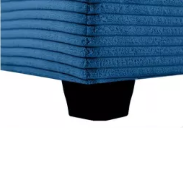 Navy blue 4-seat modular sectional sofa with two matching ottomans, upholstered in plush corduroy with durable wood and metal frame and high-density sponge cushions.