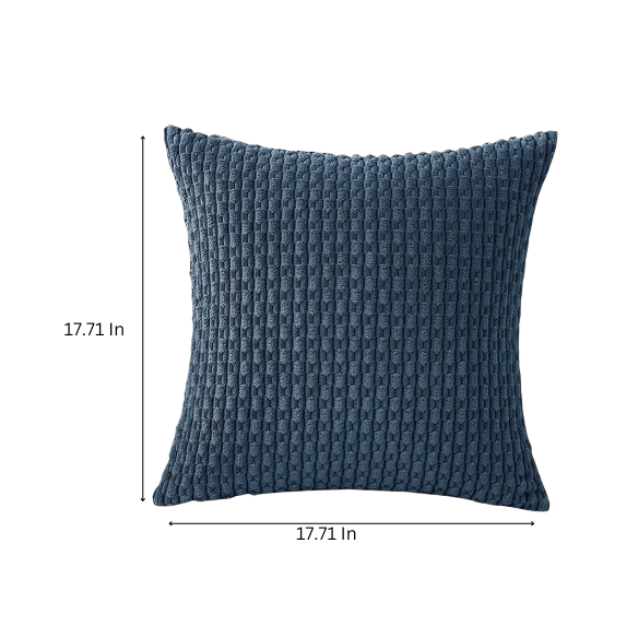 Stylish navy blue striped corduroy throw pillow cover with zipper closure, perfect for modern and boho home décor.