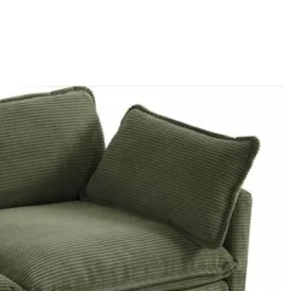 Olive green corduroy loveseat sofa with plush upholstery and modern design, comfortably seating two—perfect for small living spaces, bedrooms, or home offices.