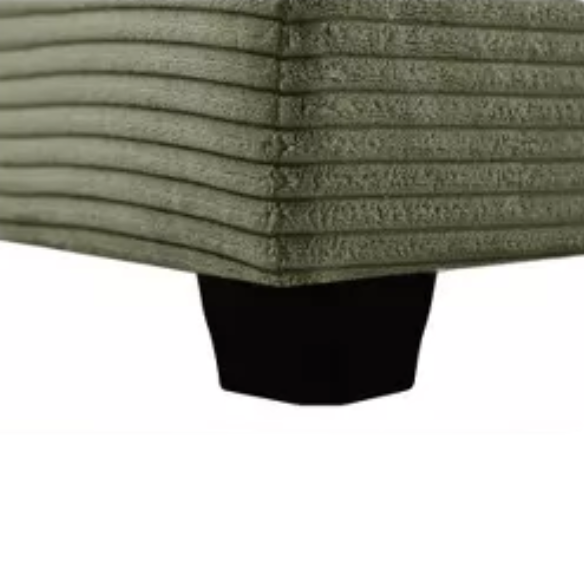 Three-Seater Olive Green Corduroy Modular Sectional Sofa with Ottoman – Plush high-pile fleece upholstery, pet-friendly design, movable ottoman, and customizable layout for modern living spaces.