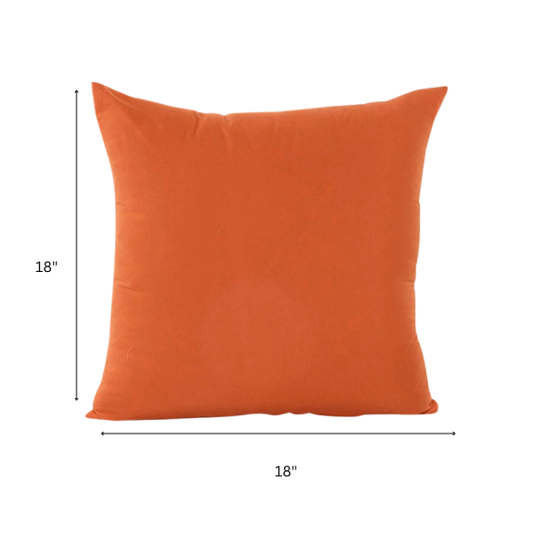 Set of 2 orange square throw pillows with corded edges and hidden zipper closure, made of soft cotton-blend twill fabric, perfect for modern and transitional home décor.