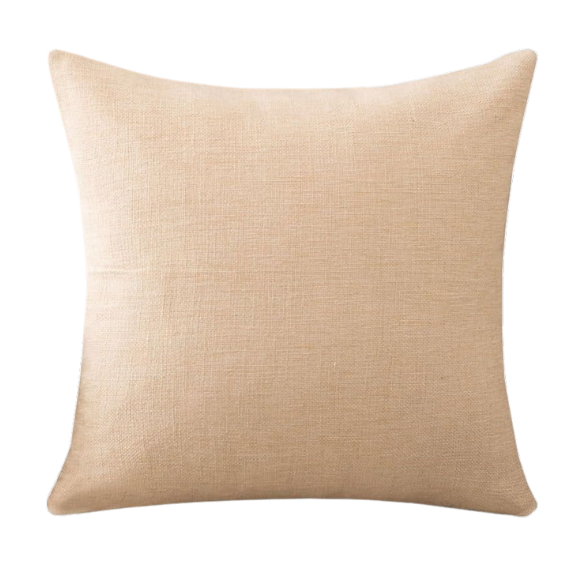 Beige Cotton Linen Throw Pillow Cover – Soft Decorative Square Cushion with Hidden Zipper for Sofa, Bed, or Living Room (4 Sizes Available)