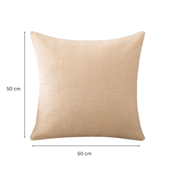 Beige Cotton Linen Throw Pillow Cover – Soft Decorative Square Cushion with Hidden Zipper for Sofa, Bed, or Living Room (4 Sizes Available)