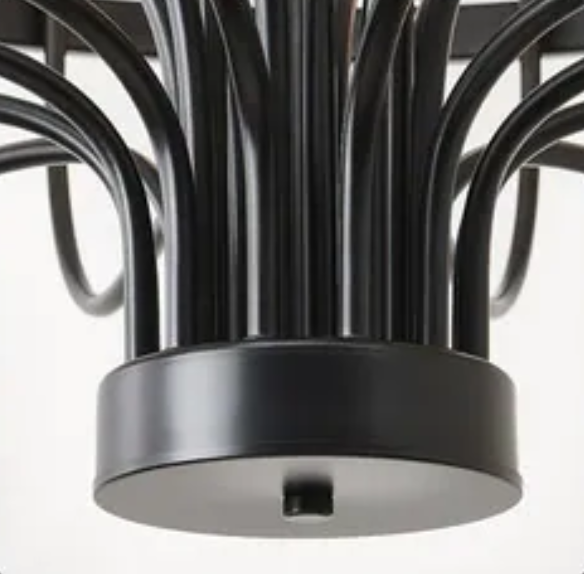Oversized black farmhouse chandelier with 33 candle-style lights on a wagon wheel frame, ideal for high ceilings, dining rooms, and entryways