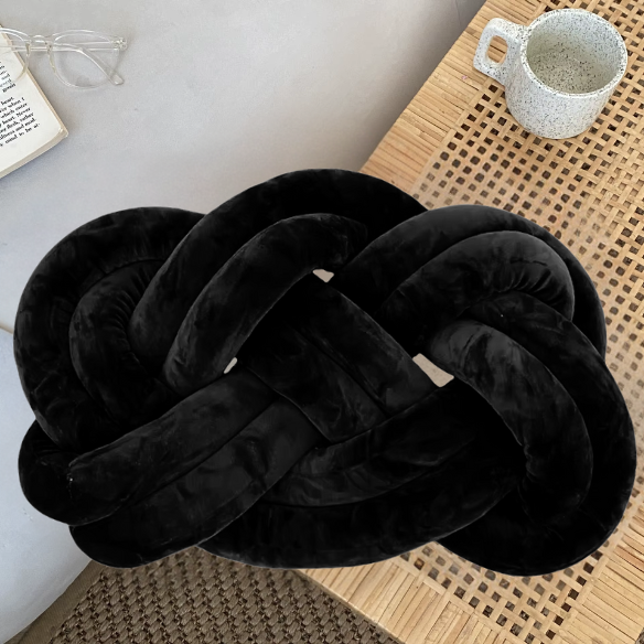 Black Knot Throw Pillow – Soft Plush Decorative Cushion for Sofa, Bed, Nursery or Kids Room (17.7 x 13.7 inches)
