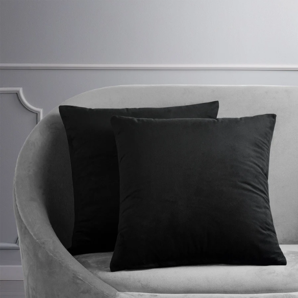 Set of 2 luxury black pillow covers with zipper closure for modern home decor, perfect for living rooms, bedrooms, and sofas.