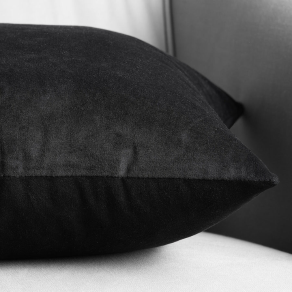 Set of 2 luxury black pillow covers with zipper closure for modern home decor, perfect for living rooms, bedrooms, and sofas.