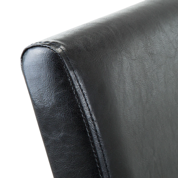 Set of 2 black PU leather Parsons dining chairs with cushioned seats and solid wood legs, designed for modern dining rooms or kitchens.