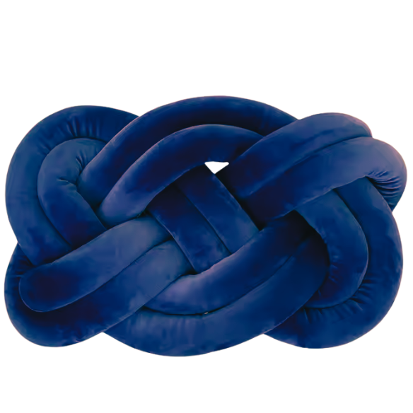 Blue Knot Throw Pillow – Plush Decorative Cushion for Sofa, Bed, Nursery or Kids Room (17.7 x 13.7 inches)