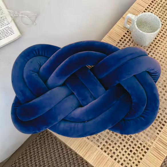 Blue Knot Throw Pillow – Plush Decorative Cushion for Sofa, Bed, Nursery or Kids Room (17.7 x 13.7 inches)