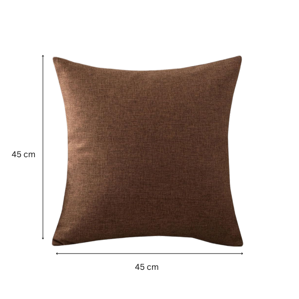 Brown Cotton Linen Throw Pillow Cover – Decorative Square Cushion Case with Hidden Zipper for Sofa, Bed, or Living Room (Available in 4 Sizes)