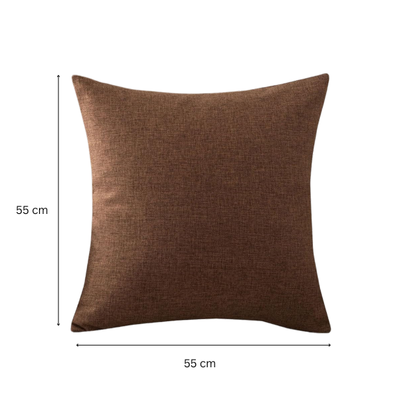 Brown Cotton Linen Throw Pillow Cover – Decorative Square Cushion Case with Hidden Zipper for Sofa, Bed, or Living Room (Available in 4 Sizes)