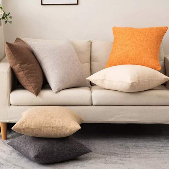 Brown Cotton Linen Throw Pillow Cover – Decorative Square Cushion Case with Hidden Zipper for Sofa, Bed, or Living Room (Available in 4 Sizes)