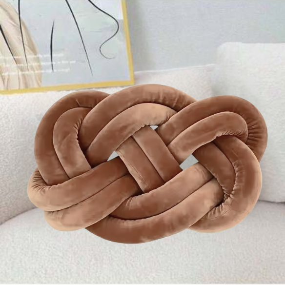 Brown Knot Throw Pillow – Plush Decorative Cushion for Sofa, Bed, Nursery or Kids Room (17.7 x 13.7 inches)