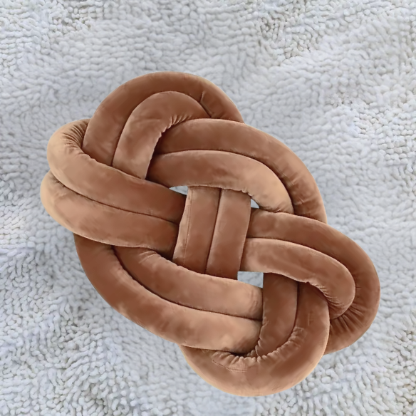 Brown Knot Throw Pillow – Plush Decorative Cushion for Sofa, Bed, Nursery or Kids Room (17.7 x 13.7 inches)