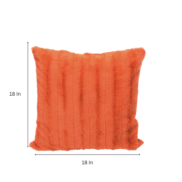 Set of two burnt orange faux fur throw pillows, 18x18 inches, square plush decorative cushions with microfiber fill—perfect for adding warmth and color to sofas, beds, and cozy spaces